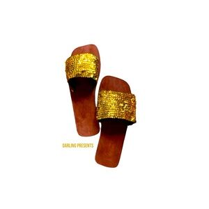 Mystique Sequin Sandals Women Color Gold Size 7